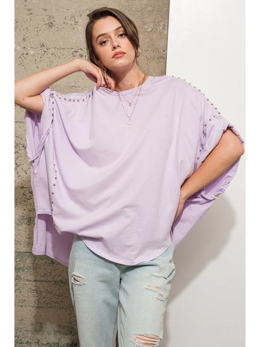 Starla Studded Oversized Top - Lavender