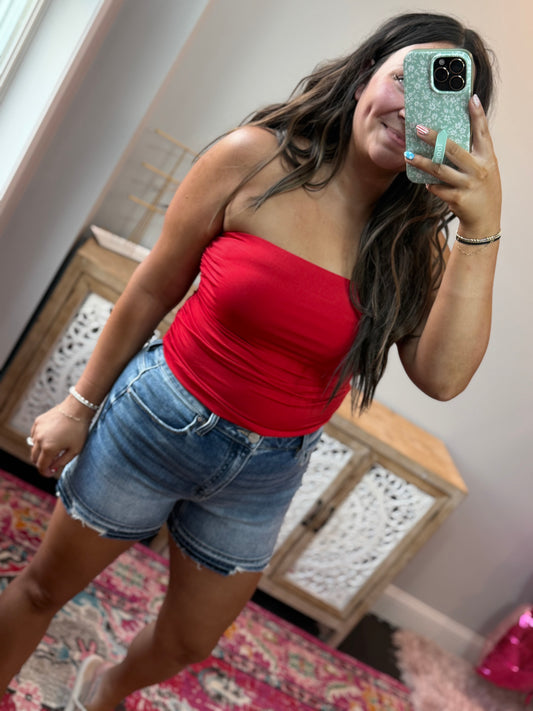 Cloud Nine Ruched Tube Top - Red