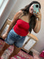 Cloud Nine Ruched Tube Top - Red