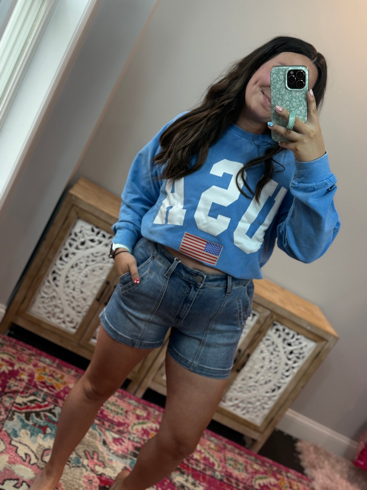 Front Seam RISEN Denim Shorts