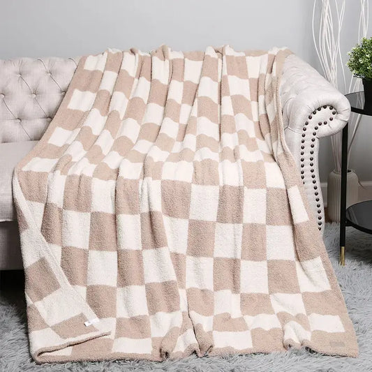 Beige Checkered Blanket