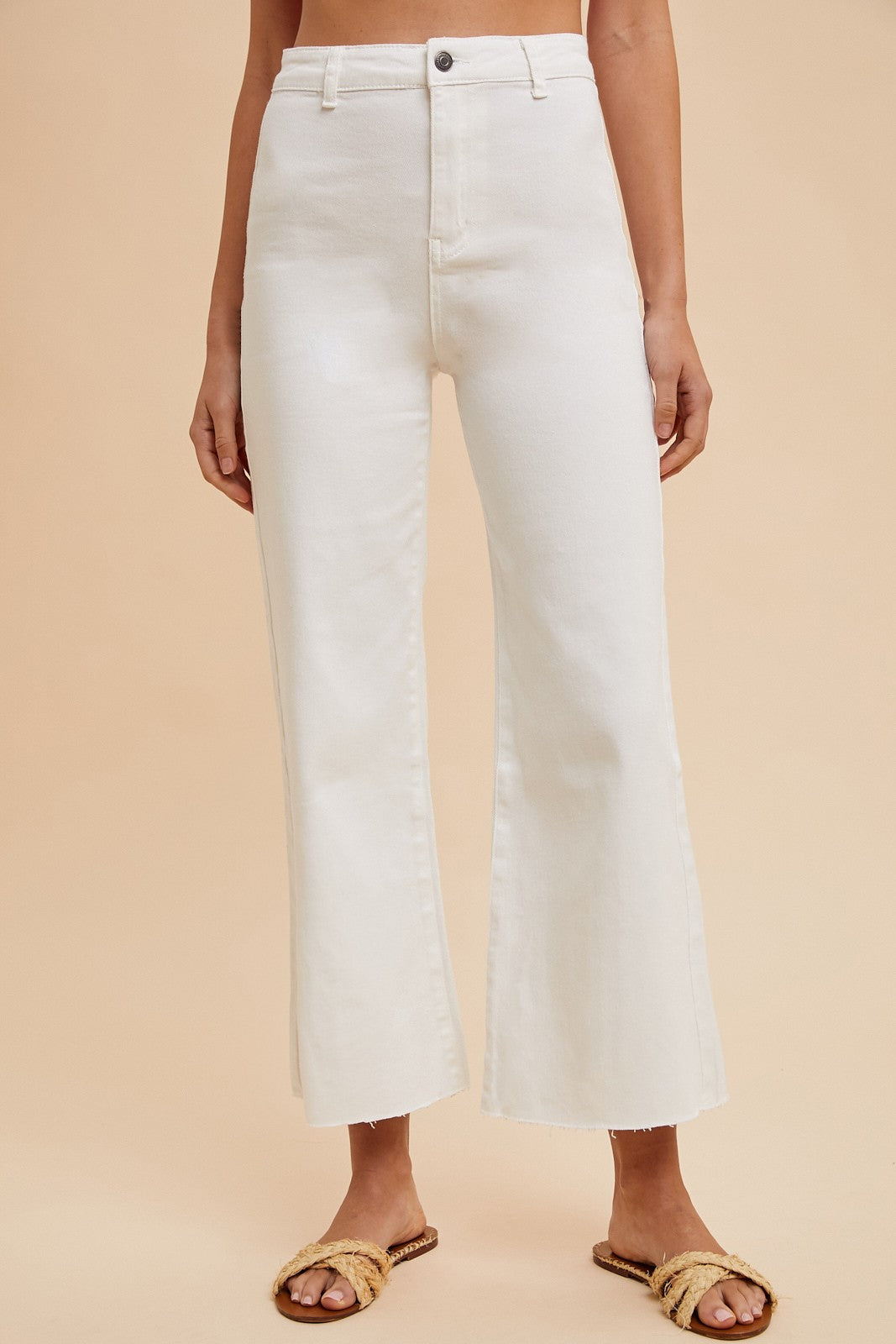 White Wide Leg Cropped Denim