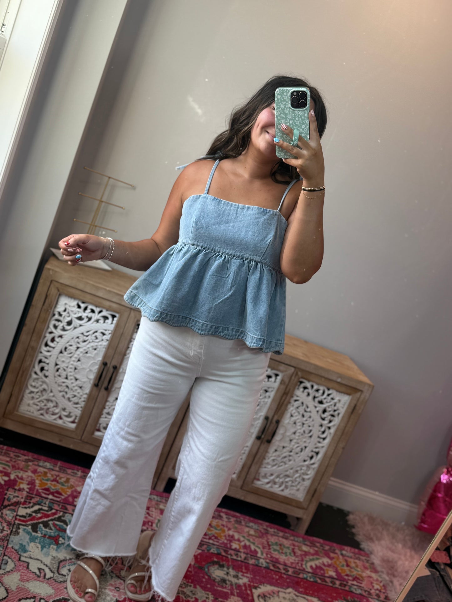 Darling Denim Peplum Top