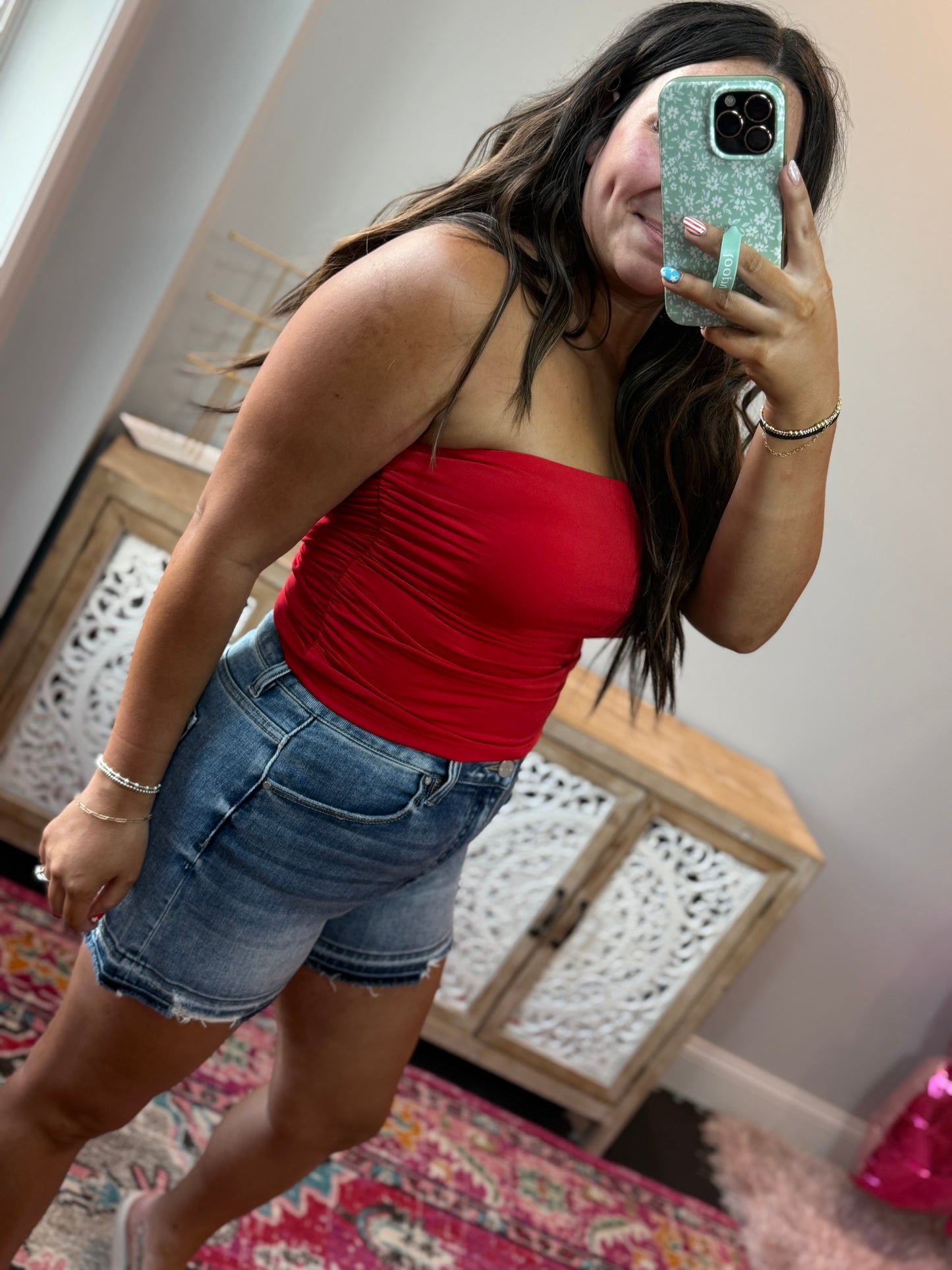 Cloud Nine Ruched Tube Top - Red