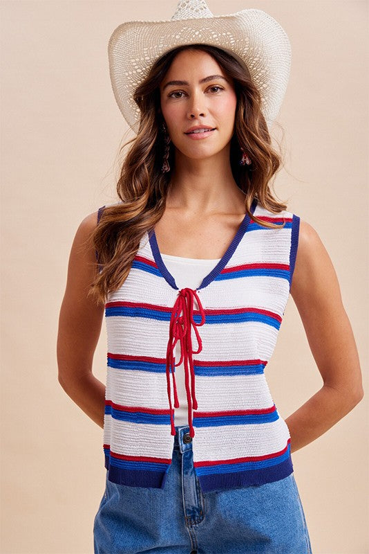 Firecracker Front Tie Tank Vest