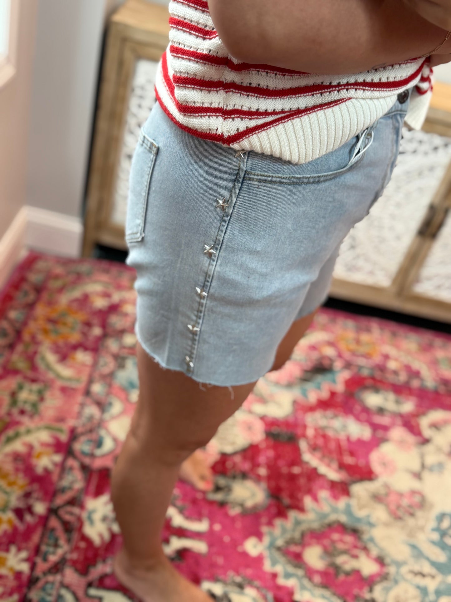 Star Studded Denim Shorts