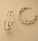 Triple Row Wire Pearl Hoop Earrings