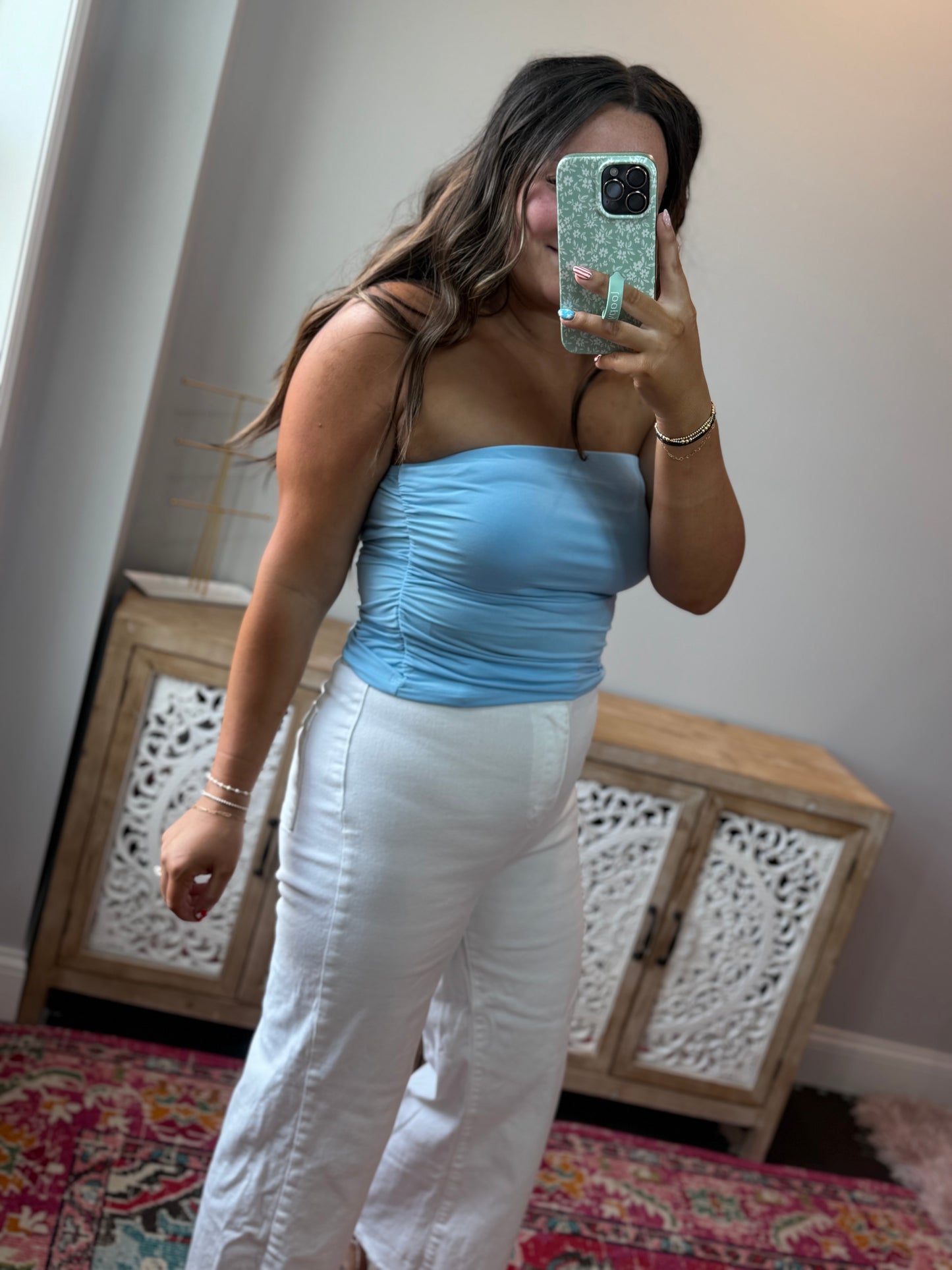 Cloud Nine Ruched Tube Top - Blue