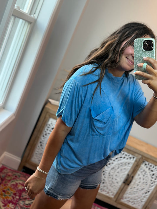 Everyday Ribbed Tee - Deep Sky