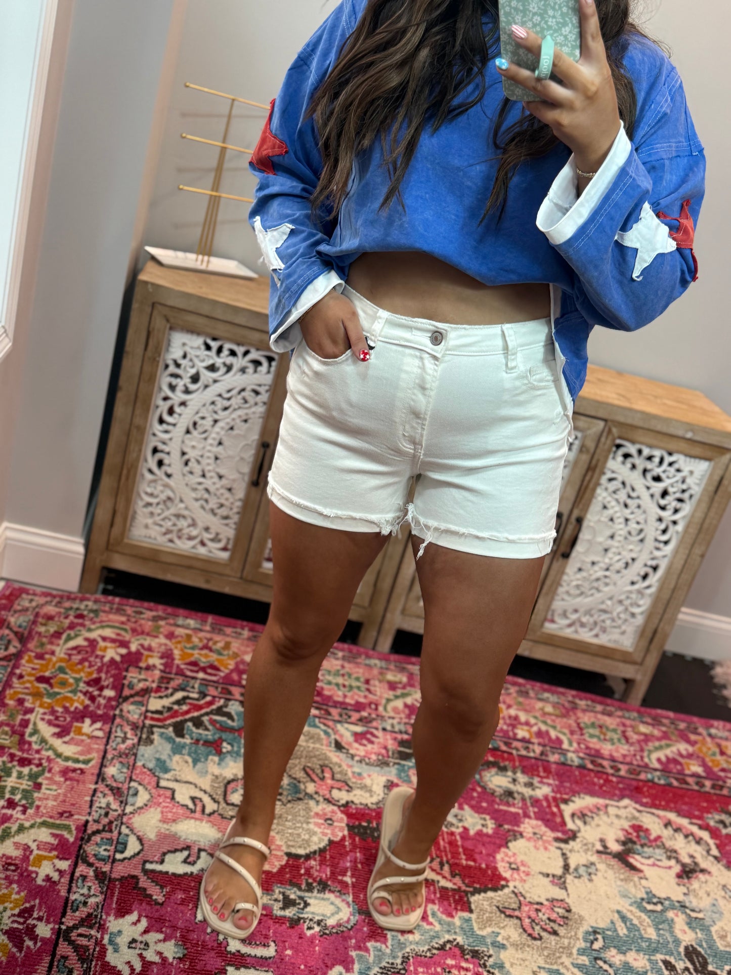 White Zenana Denim Shorts