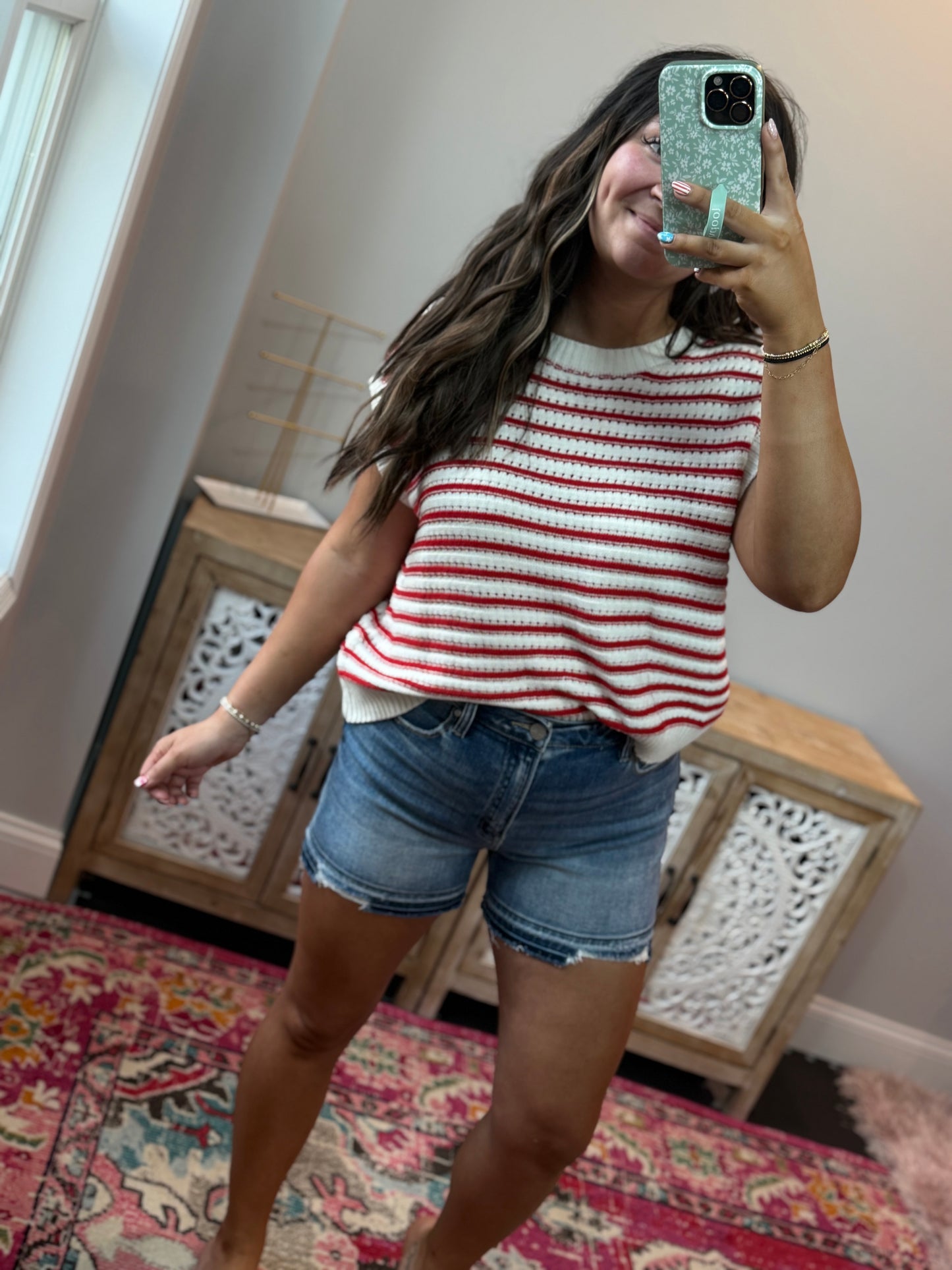 Red, White & Cozy Knit Top