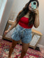 Chambray Paperbag Denim Shorts