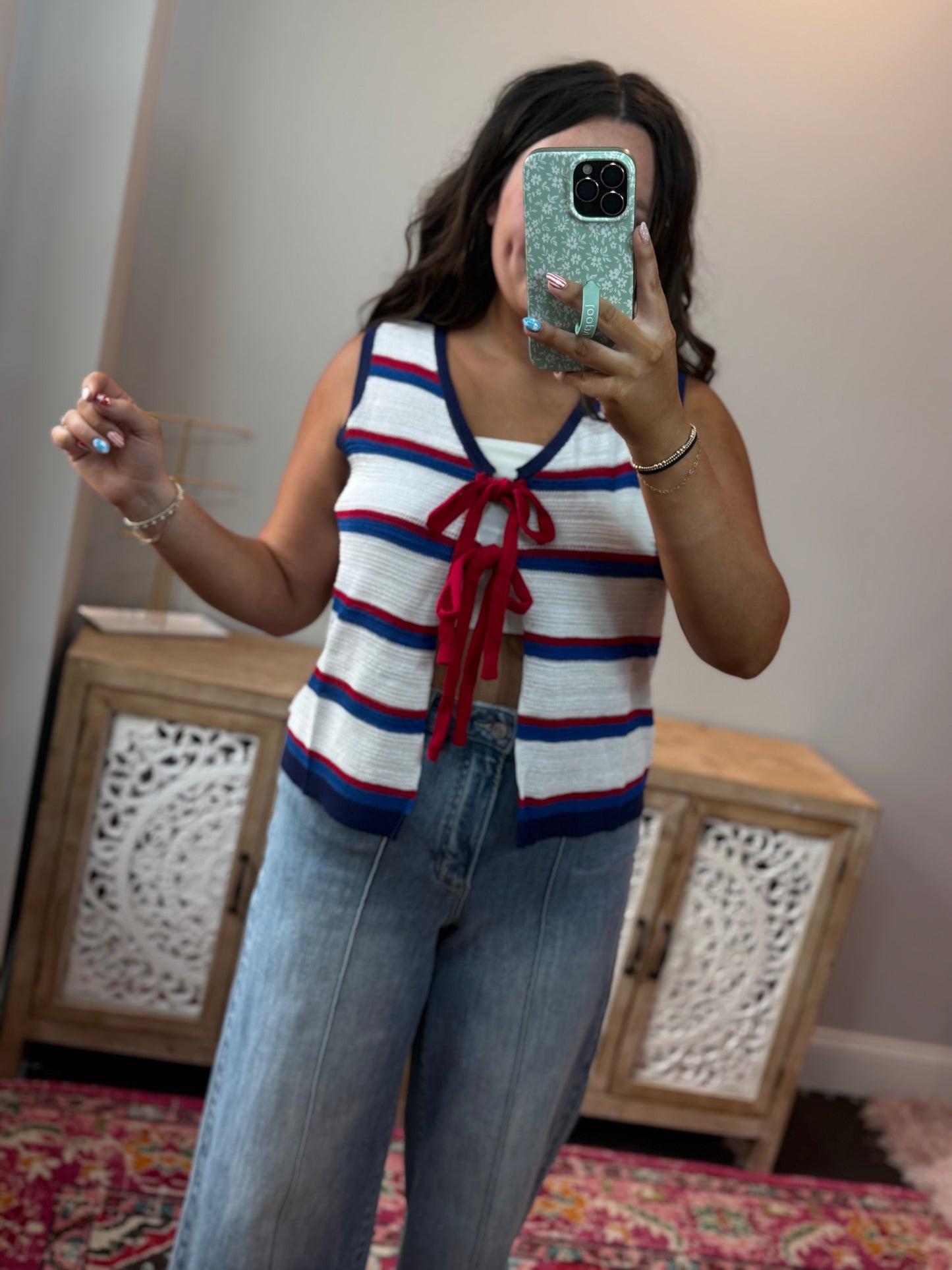 Firecracker Front Tie Tank Vest