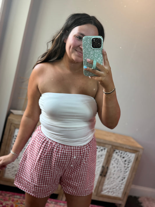 Cloud Nine Ruched Tube Top - White