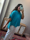 Starla Studded Oversized Top - Teal