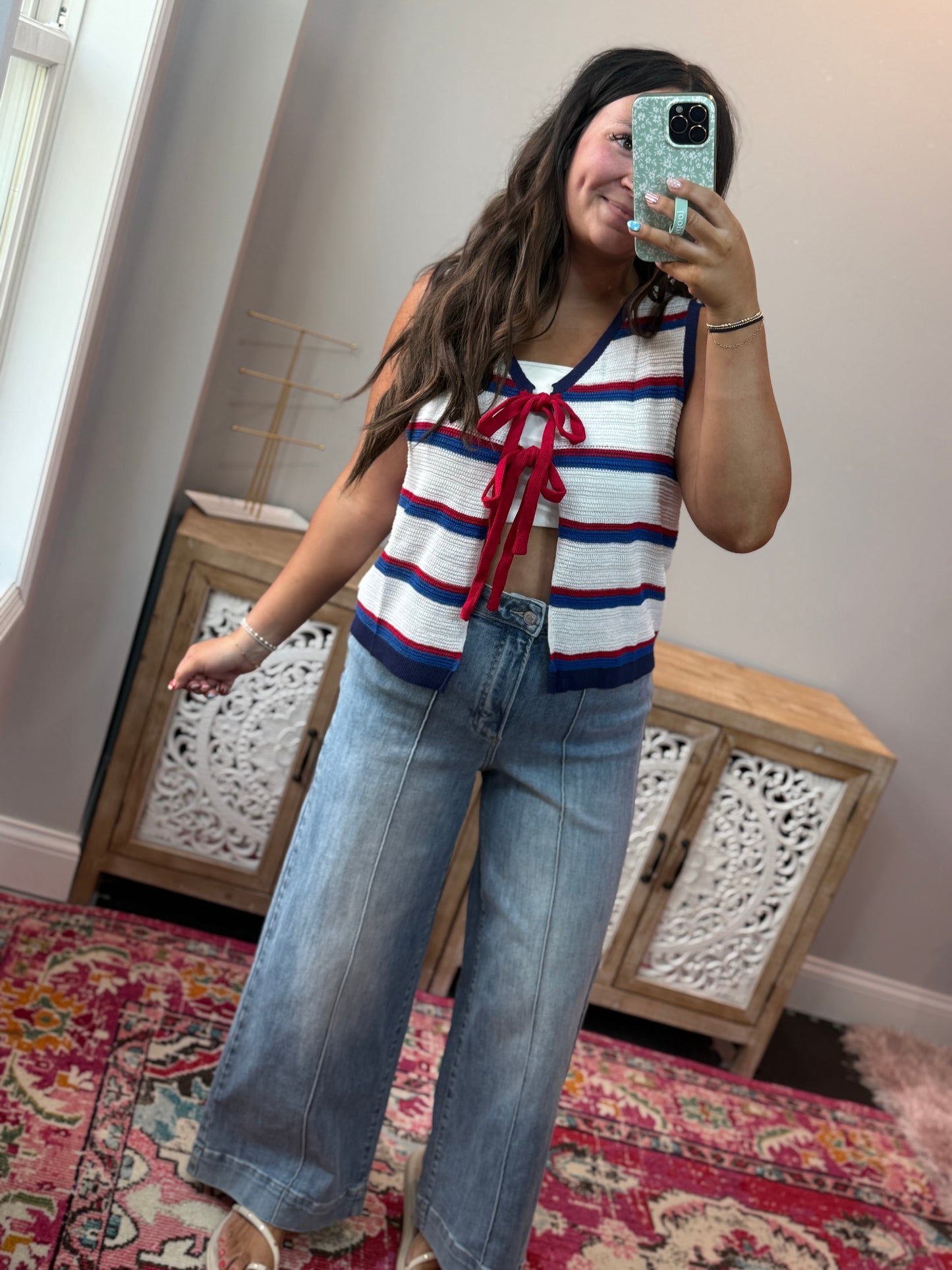 Firecracker Front Tie Tank Vest