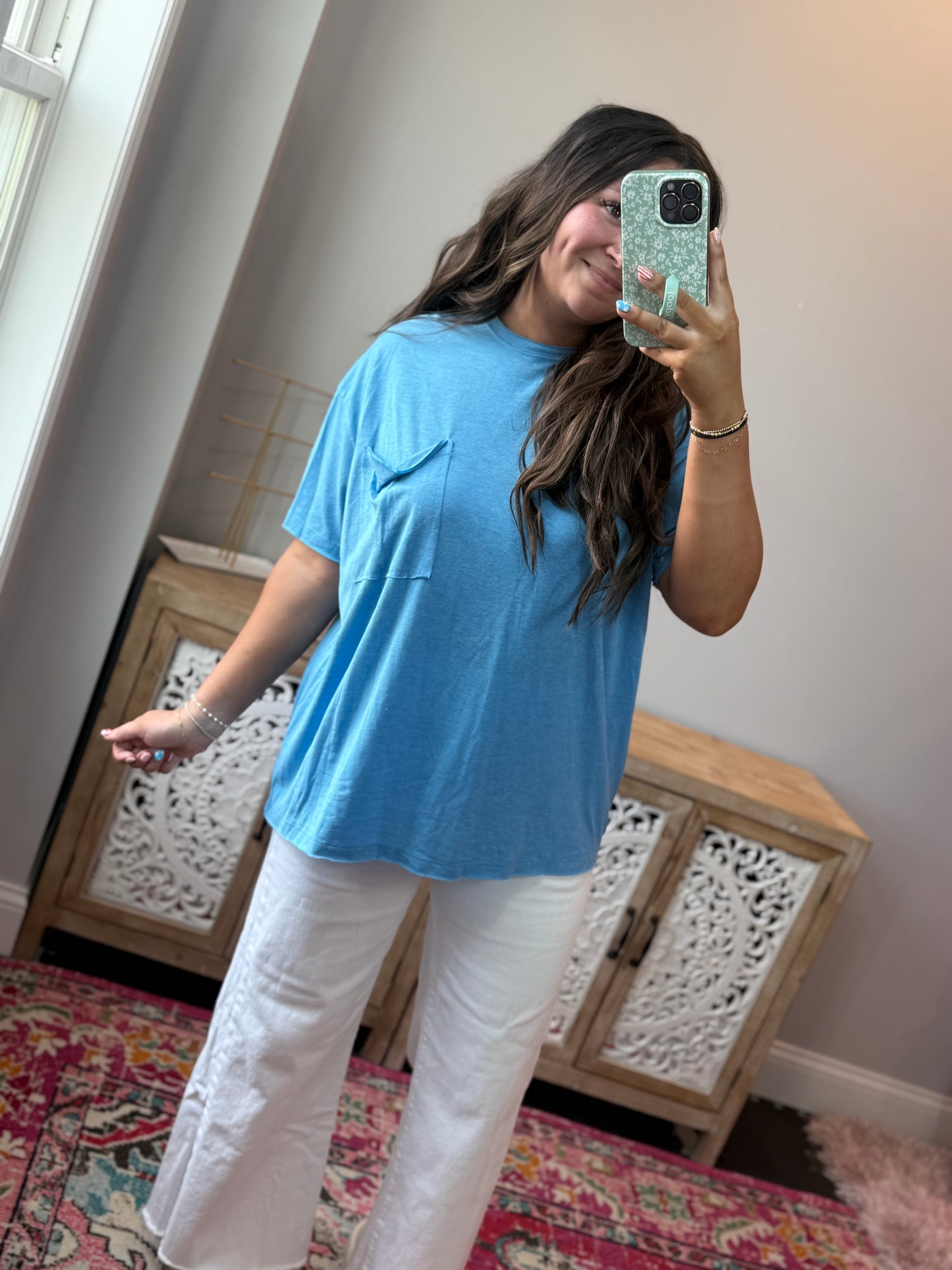 Oversized Boyfriend Tee - Deep Sky