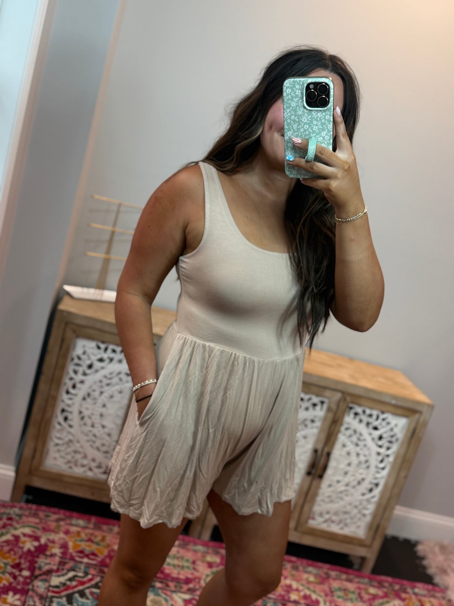 Cloud Nine Tank Romper - Ash Mocha