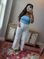 White Wide Leg Cropped Denim