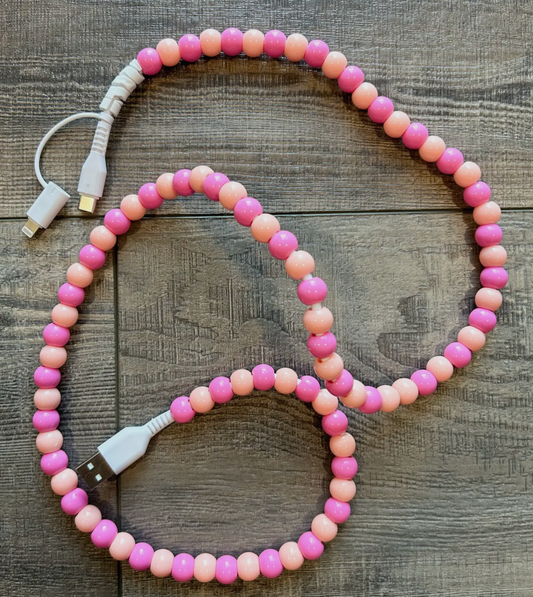 Beaded Phone Charger with Lightning & Usb-C Cable