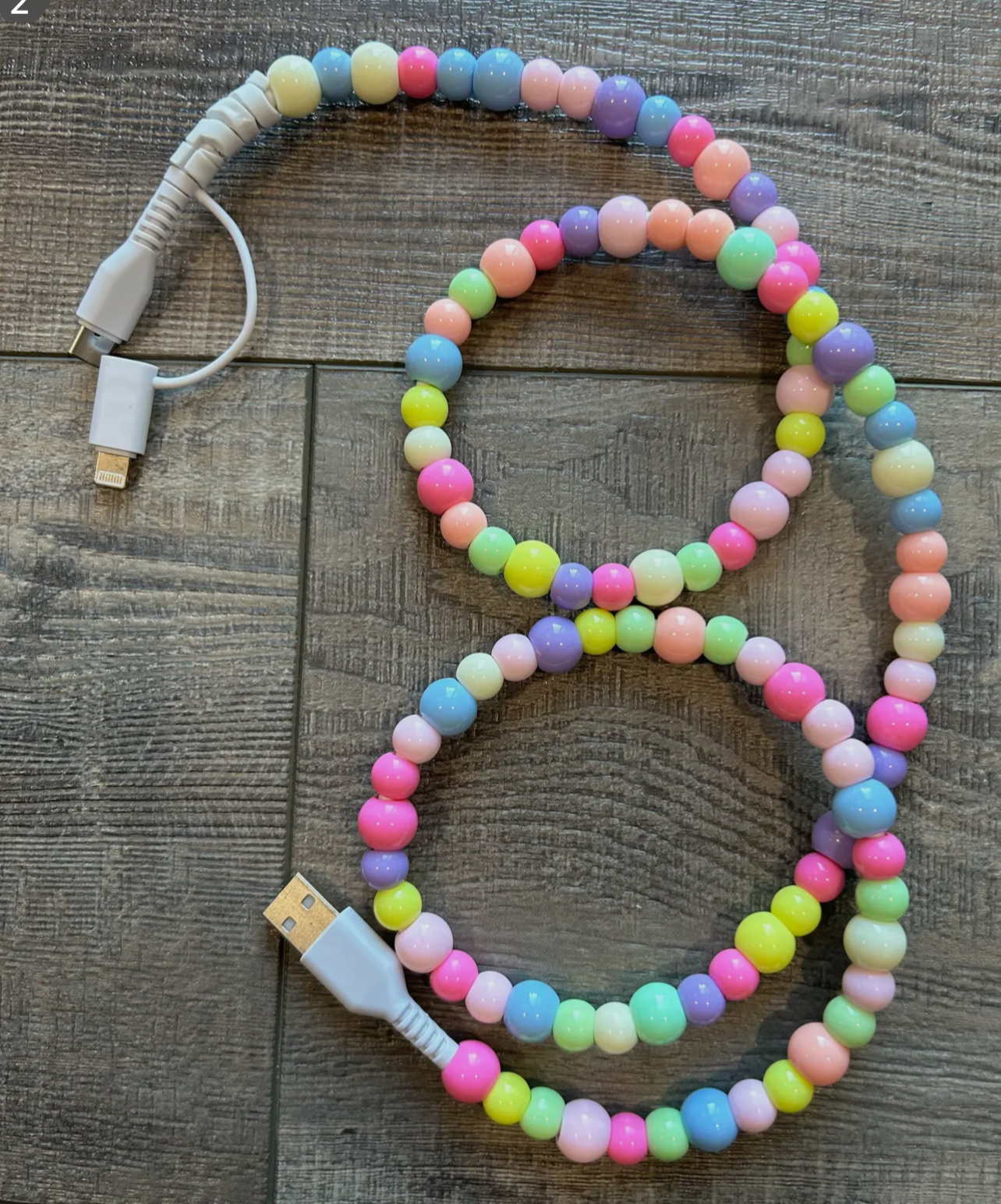 Beaded Phone Charger with Lightning & Usb-C Cable