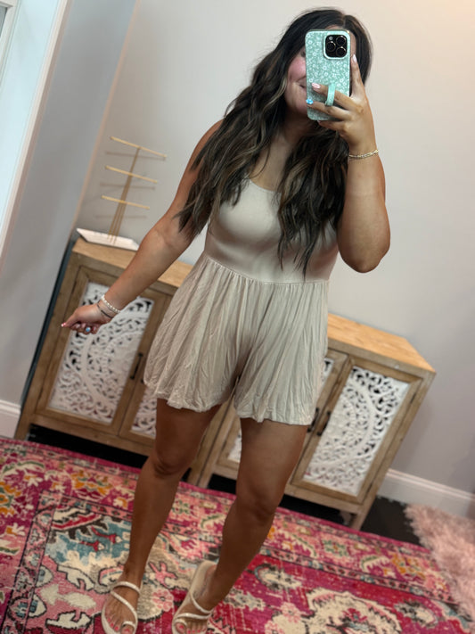 Cloud Nine Tank Romper - Ash Mocha
