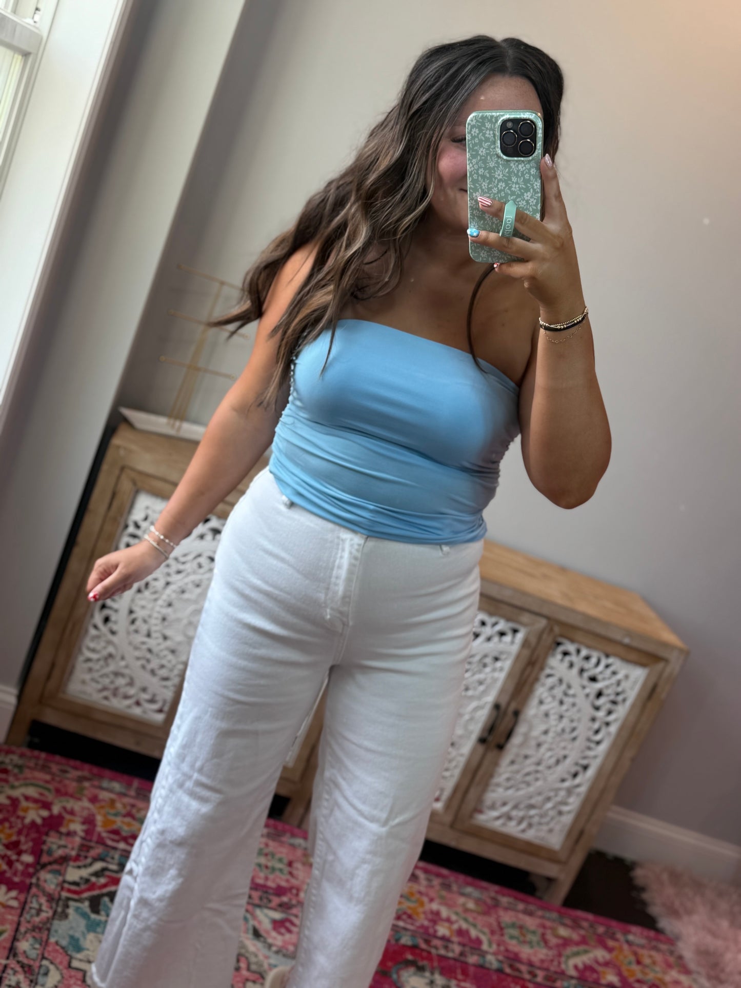 Cloud Nine Ruched Tube Top - Blue