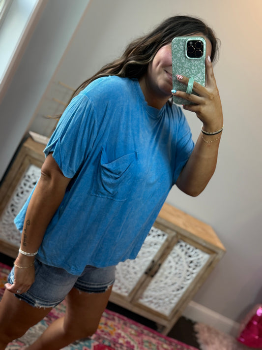 Everyday Ribbed Tee - Deep Sky