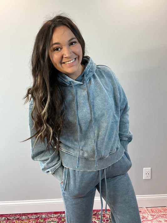 Chilly Days Hoodie - Blue Gray