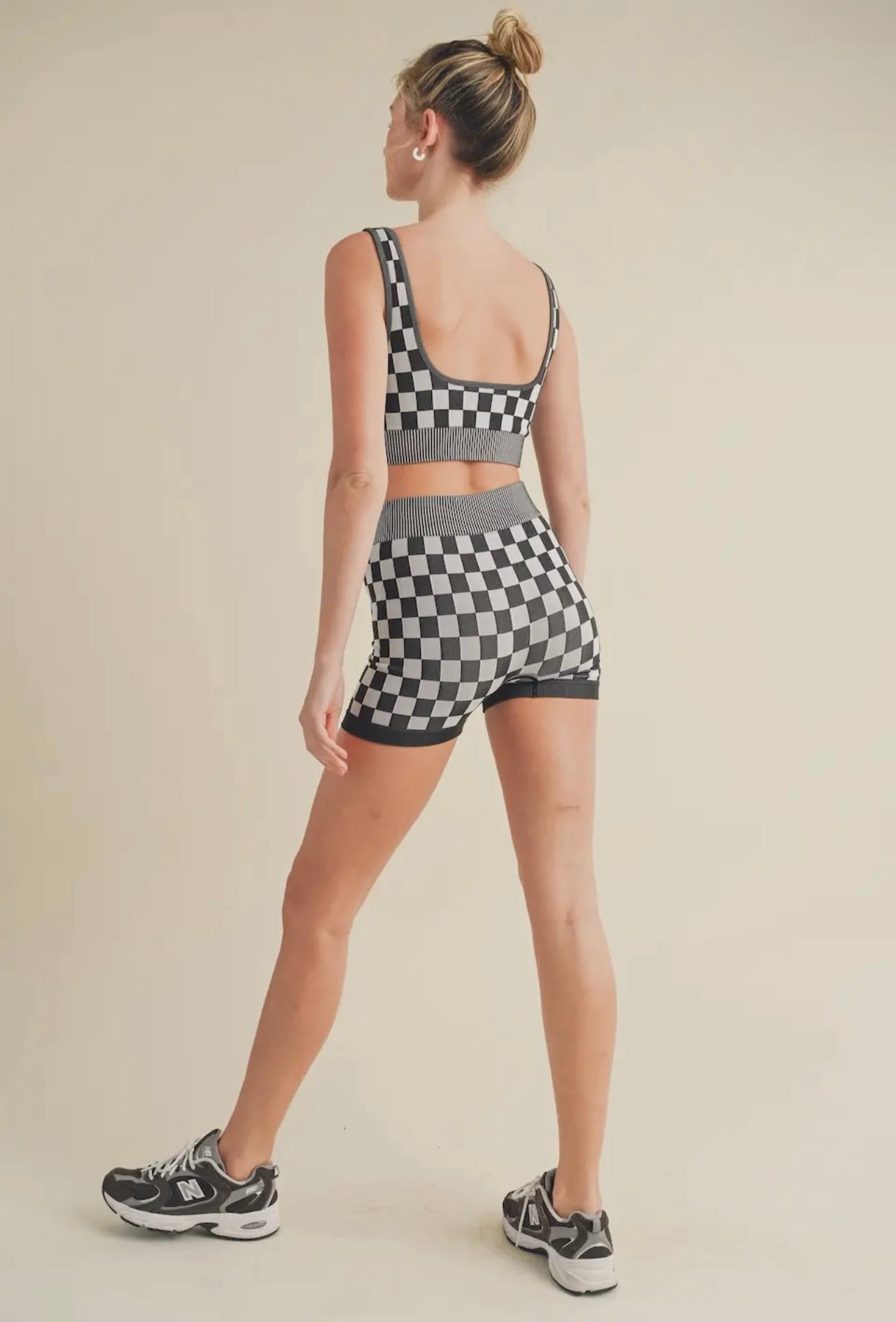 Checkmate Biker Shorts & Sports Bra - BLACK