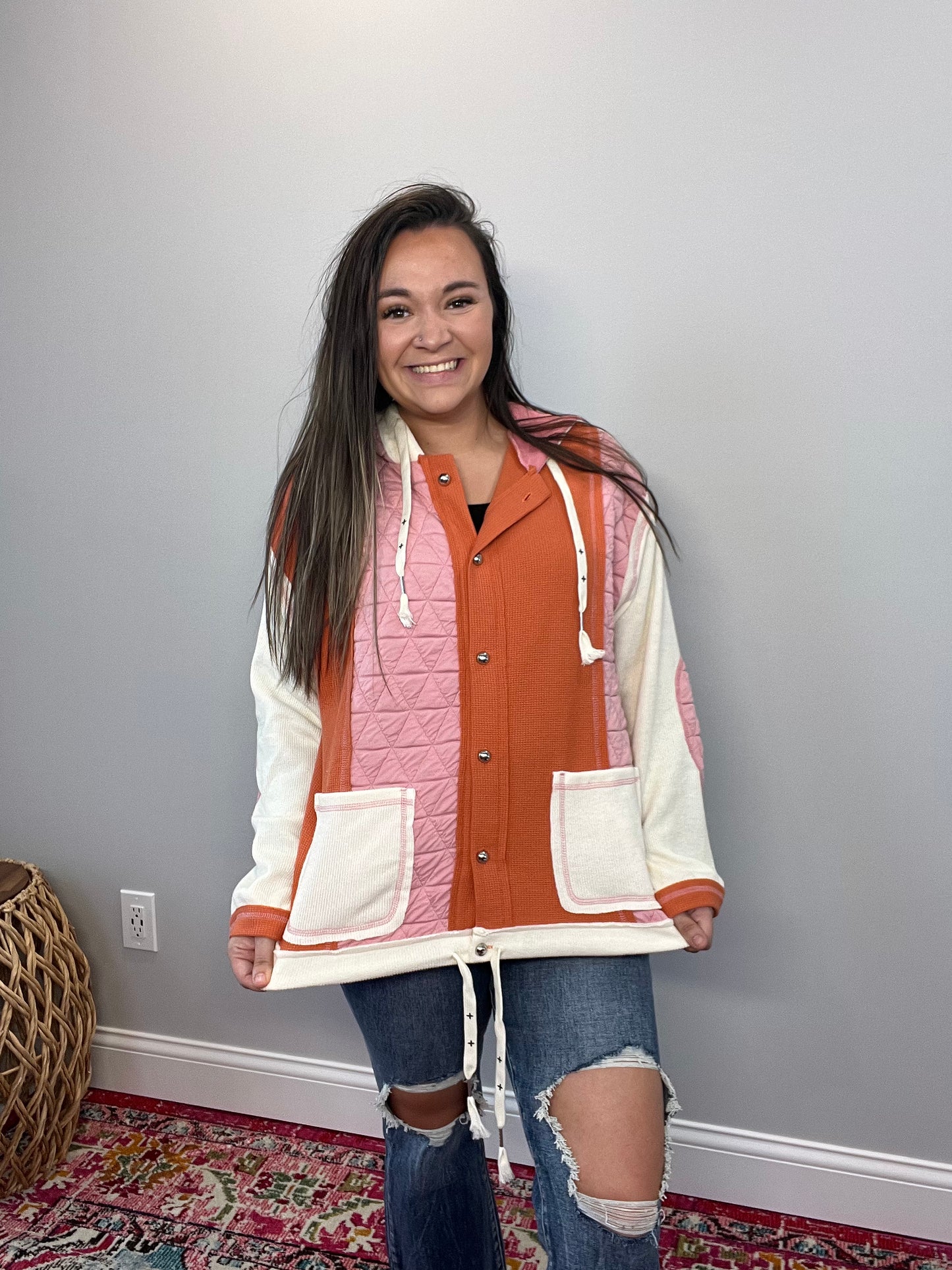 Quinn Quilted Patchwork Jacket - Pink