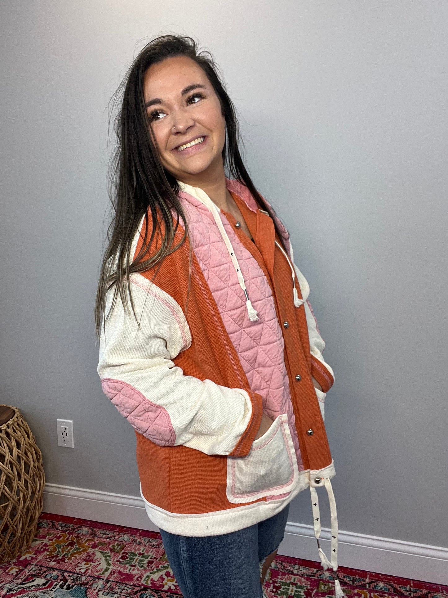 Quinn Quilted Patchwork Jacket - Pink