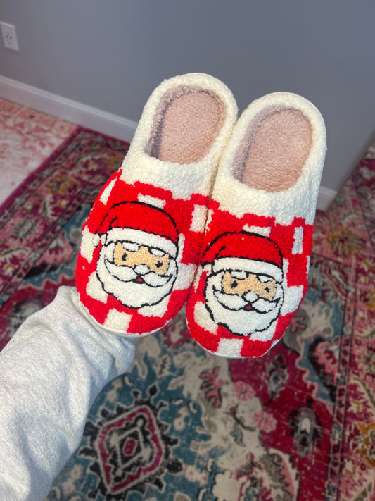 Checkered Santa Slippers