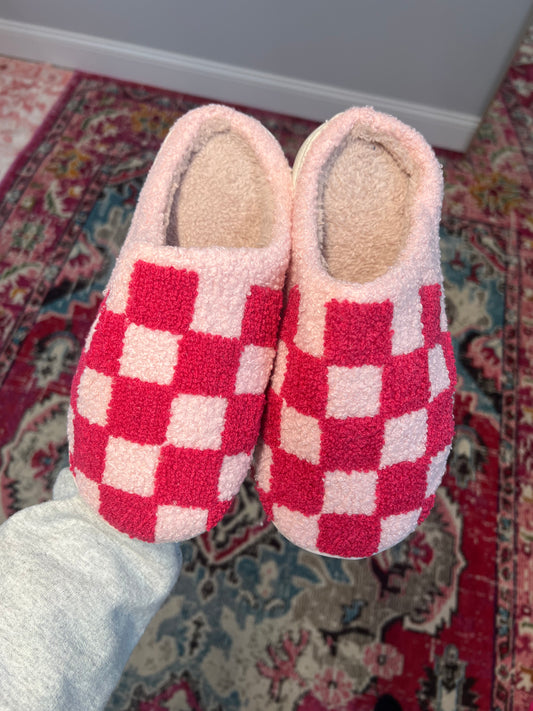 Pink Checkered Slippers