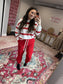 Rylee Red Striped Pullover & Jogger Set