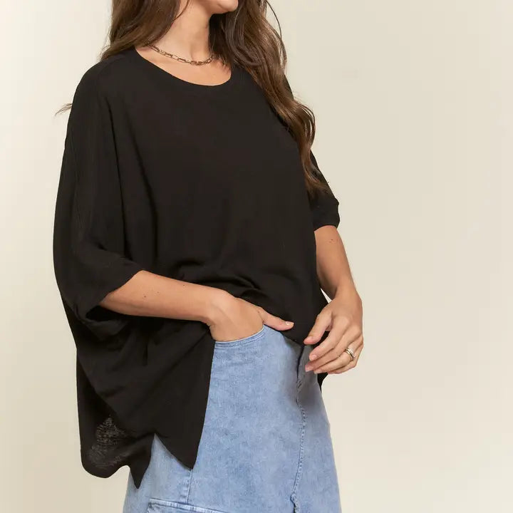 Daisie Dolman Top -Black